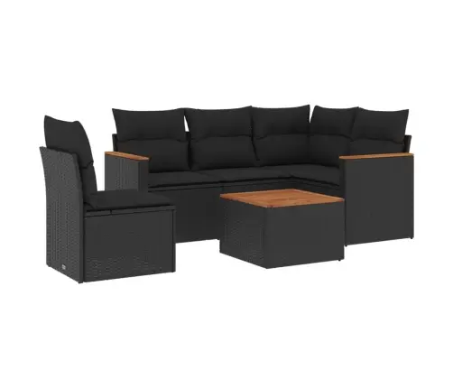 6-Daļīgs Dārza Dīvāna Komplekts, Matrači, Melna Pe Rotanpalma Vidaxl