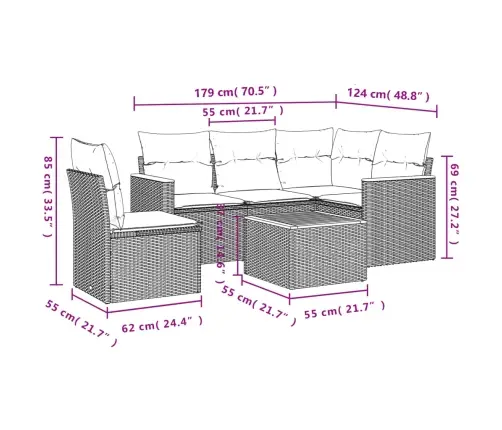 6-Daļīgs Dārza Dīvāna Komplekts, Matrači, Melna Pe Rotanpalma Vidaxl
