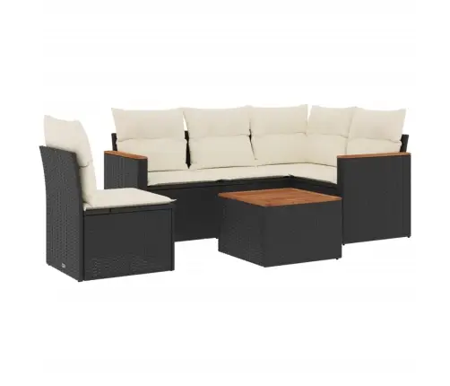 6-Daļīgs Dārza Dīvāna Komplekts, Matrači, Melna Pe Rotanpalma Vidaxl