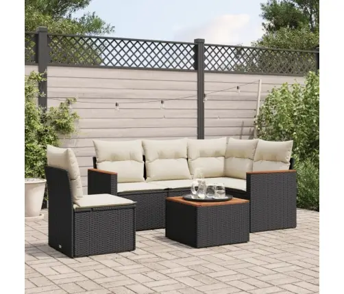 6-Daļīgs Dārza Dīvāna Komplekts, Matrači, Melna Pe Rotanpalma Vidaxl