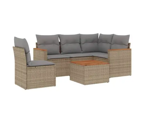 6-Daļīgs Dārza Dīvāna Komplekts, Matrači, Bēša Pe Rotangpalma Vidaxl