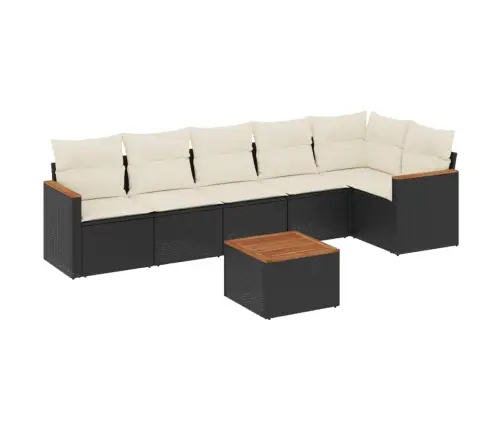 Sofos Komplektas Su Pagalvėlėmis, 7 Dalių, Juodas, Poliratanas