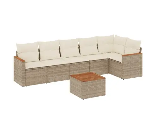 7-Daļīgs Dārza Dīvāna Komplekts, Matrači, Bēša Pe Rotangpalma Vidaxl