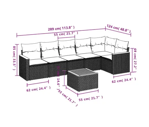7-Daļīgs Dārza Dīvāna Komplekts, Matrači, Bēša Pe Rotangpalma Vidaxl