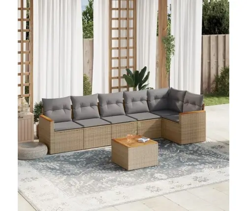 7-Daļīgs Dārza Dīvāna Komplekts Ar Matračiem,Pe Rotangpalma Vidaxl