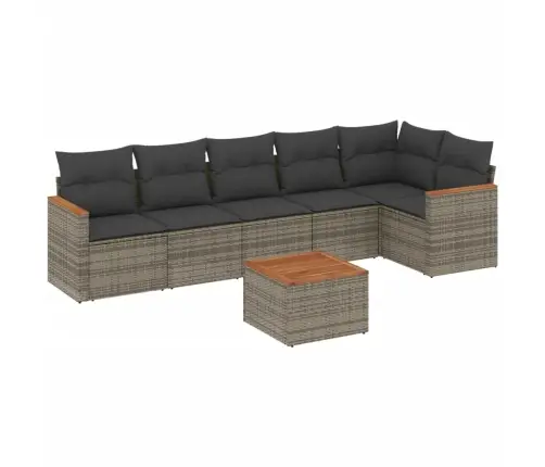 7-Daļīgs Dārza Dīvāna Komplekts, Matrači, Pelēka Pe Rotangpalma Vidaxl