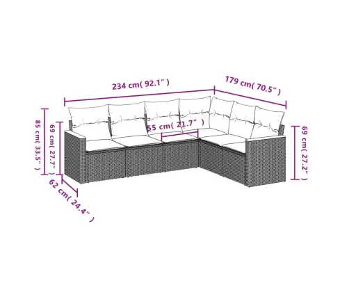 6-Osaline Aiadiivani Komplekt Patjadega, Hall, Polürotang