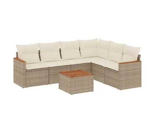 7-Daļīgs Dārza Dīvāna Komplekts, Matrači, Bēša Pe Rotangpalma Vidaxl