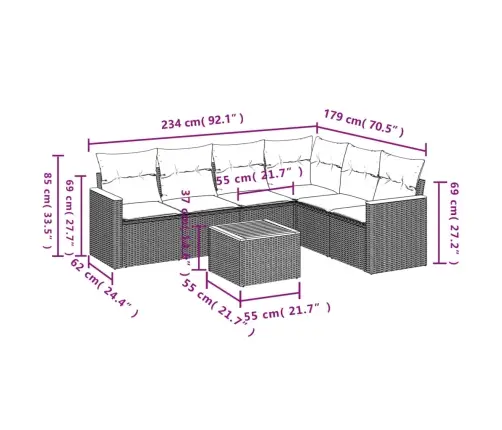 7-Daļīgs Dārza Dīvāna Komplekts, Matrači, Bēša Pe Rotangpalma Vidaxl