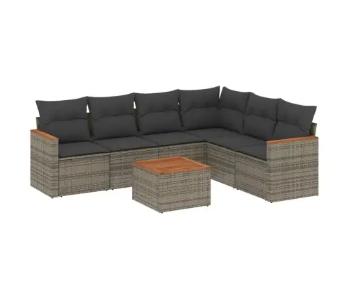 Sofos Komplektas Su Pagalvėlėmis, 7 Dalių, Pilkas, Poliratanas