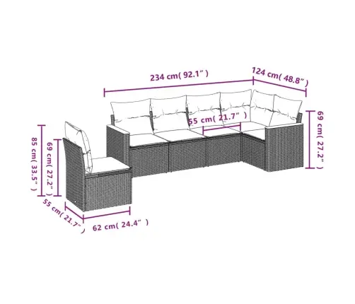 6-Daļīgs Dārza Dīvāna Komplekts, Matrači, Bēša Pe Rotangpalma Vidaxl