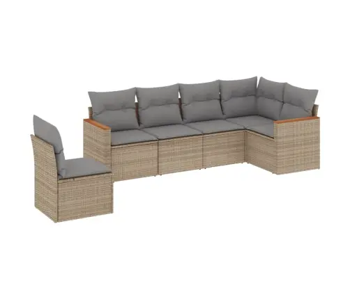 Sofos Komplektas Su Pagalvėlėmis, 6 Dalių, Smėlio, Poliratanas