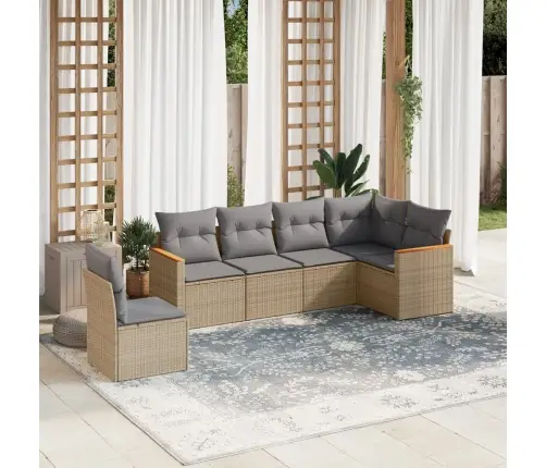 Sofos Komplektas Su Pagalvėlėmis, 6 Dalių, Smėlio, Poliratanas