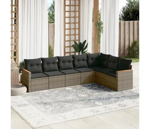 Sofos Komplektas Su Pagalvėlėmis, 7 Dalių, Pilkas, Poliratanas