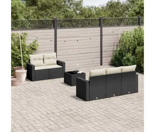 6-Daļīgs Dārza Dīvāna Komplekts, Matrači, Melna Pe Rotanpalma Vidaxl