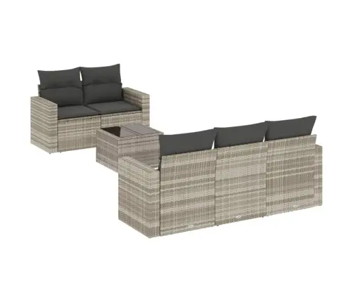 6-Osaline Aiamööblikomplekt Patjadega, Helehall, Polürotang