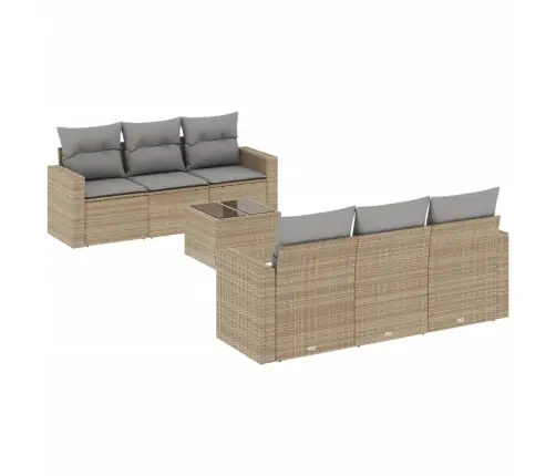 Sofos Komplektas Su Pagalvėlėmis, 7 Dalių, Smėlio, Poliratanas