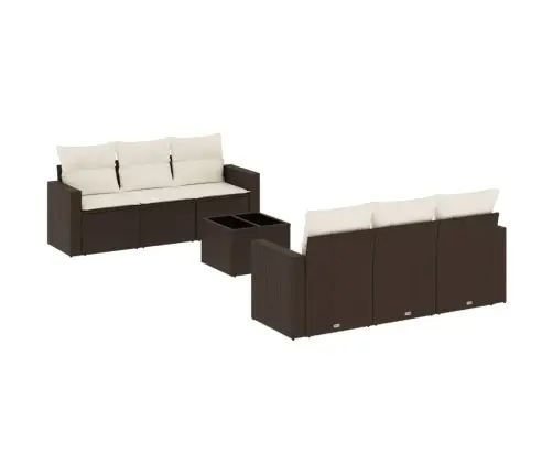 7-Osaline Aiamööblikomplekt Patjadega, Pruun, Polürotang