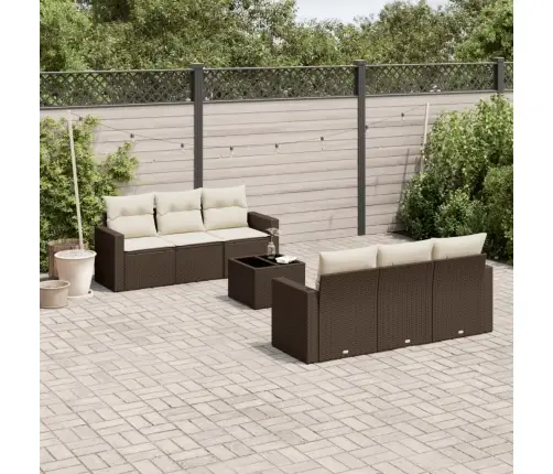 7-Osaline Aiamööblikomplekt Patjadega, Pruun, Polürotang