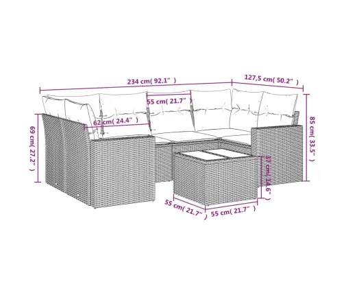 7-Daļīgs Dārza Dīvāna Komplekts Ar Matračiem, Melna Pe Vidaxl
