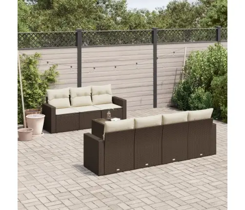 8-Daļīgs Dārza Dīvānu Komplekts, Matrači, Brūna Pe Rotangpalma Vidaxl