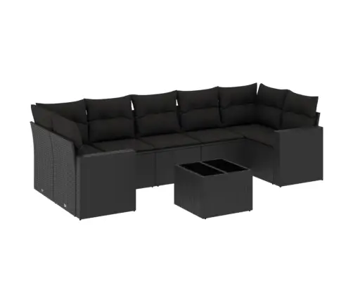 8-Daļīgs Dārza Dīvāna Komplekts, Matrači, Melna Pe Rotangpalma Vidaxl