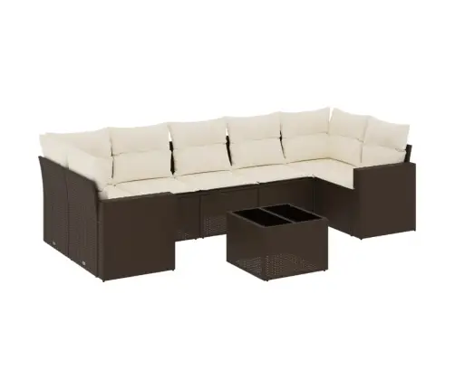 8-Daļīgs Dārza Dīvānu Komplekts, Matrači, Brūna Pe Rotangpalma Vidaxl