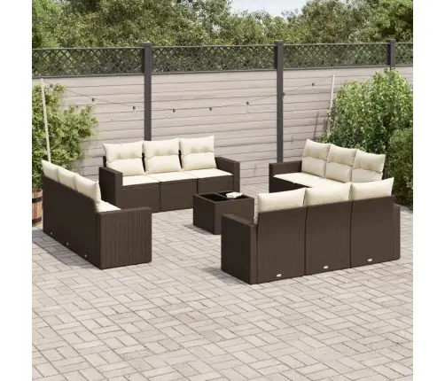 13-Daļīgs Dārza Dīvānu Komplekts, Matrači, Brūna Pe Rotangpalma Vidaxl