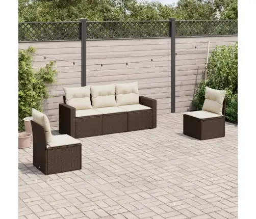 5-Daļīgs Dārza Dīvānu Komplekts, Matrači, Brūna Pe Rotangpalma Vidaxl