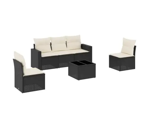 Sofos Komplektas Su Pagalvėlėmis, 6 Dalių, Juodas, Poliratanas