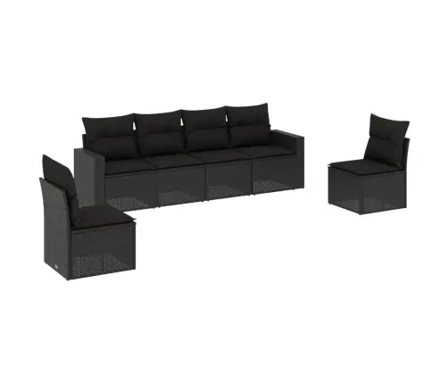 6-Daļīgs Dārza Dīvāna Komplekts, Matrači, Melna Pe Rotanpalma Vidaxl