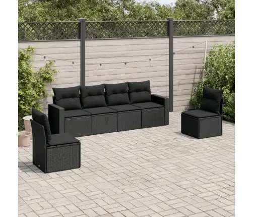 6-Daļīgs Dārza Dīvāna Komplekts, Matrači, Melna Pe Rotanpalma Vidaxl