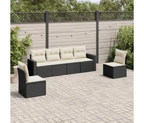 6-Daļīgs Dārza Dīvāna Komplekts, Matrači, Melna Pe Rotanpalma Vidaxl