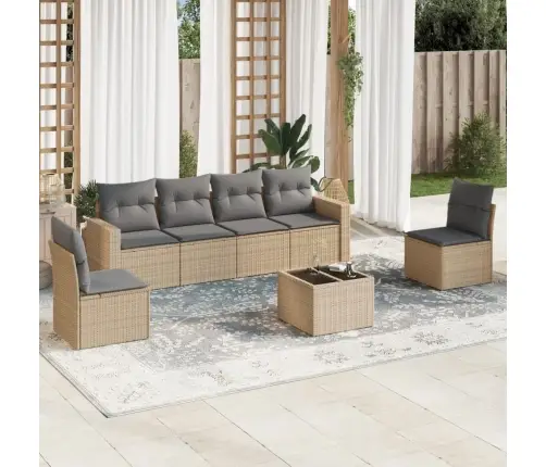 7-Osaline Aiadiivani Komplekt Patjadega, Beež, Polürotang