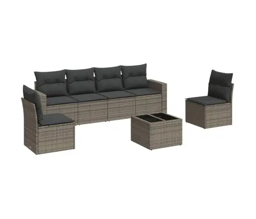 Sofos Komplektas Su Pagalvėlėmis, 7 Dalių, Pilkas, Poliratanas Sofos Komplektas Su Pagalvėlėmis, 7 Dalių, Pilkas, Poliratanas