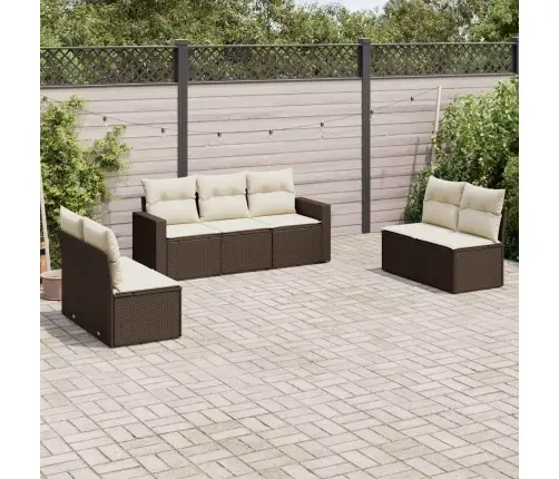 7-Daļīgs Dārza Dīvānu Komplekts, Matrači, Brūna Pe Rotangpalma Vidaxl