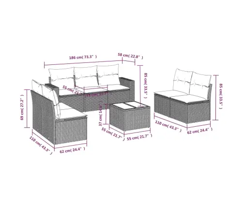 8-Daļīgs Dārza Dīvānu Komplekts, Matrači, Brūna Pe Rotangpalma Vidaxl