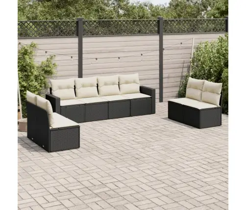 8-Daļīgs Dārza Dīvāna Komplekts, Matrači, Melna Pe Rotangpalma Vidaxl