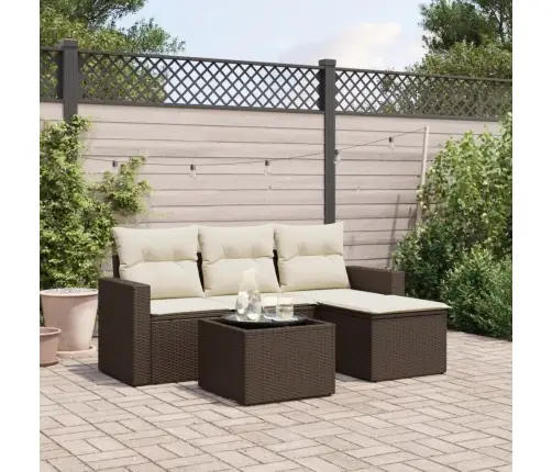 5-Osaline Aiamööblikomplekt Patjadega, Pruun, Polürotang