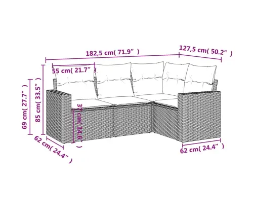 Sodo Komplektas Su Pagalvėlėmis, 4 Dalių, Juodas, Poliratanas