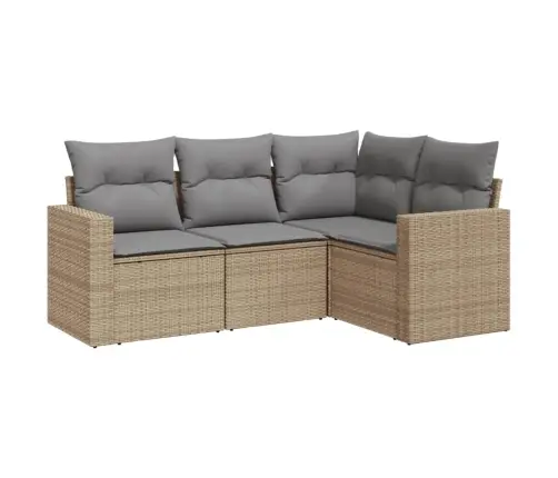 Sofos Komplektas Su Pagalvėlėmis, 4 Dalių, Smėlio, Poliratanas