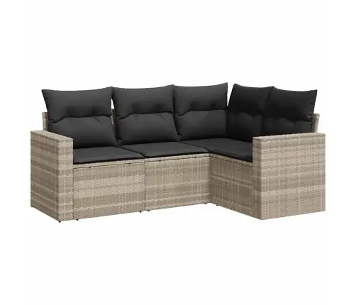 Sofos Komplektas Su Pagalvėlėmis, 4 Dalių, Pilkas, Poliratanas