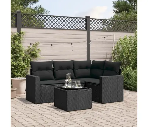 Sodo Komplektas Su Pagalvėlėmis, 5 Dalių, Juodas, Poliratanas