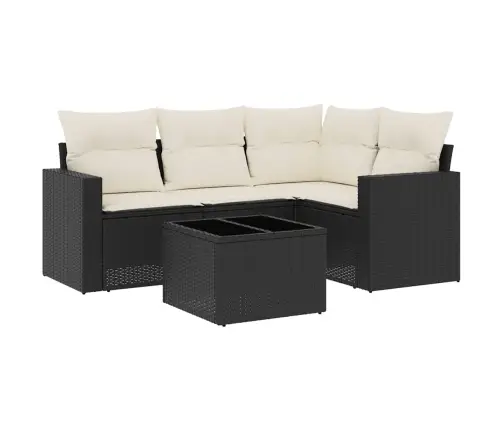 Sodo Komplektas Su Pagalvėlėmis, 5 Dalių, Juodas, Poliratanas Sodo Komplektas Su Pagalvėlėmis, 5 Dalių, Juodas, Poliratanas