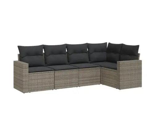 Sofos Komplektas Su Pagalvėlėmis, 5 Dalių, Pilkas, Poliratanas