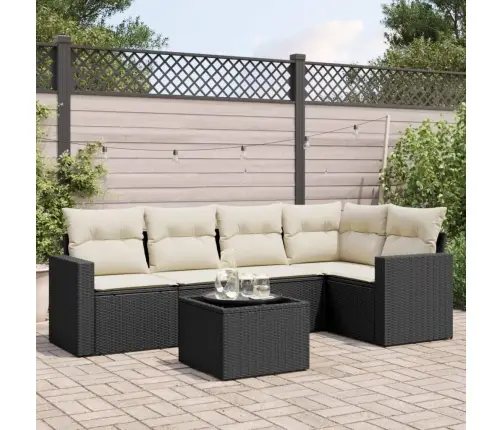 6-Daļīgs Dārza Dīvāna Komplekts, Matrači, Melna Pe Rotanpalma Vidaxl