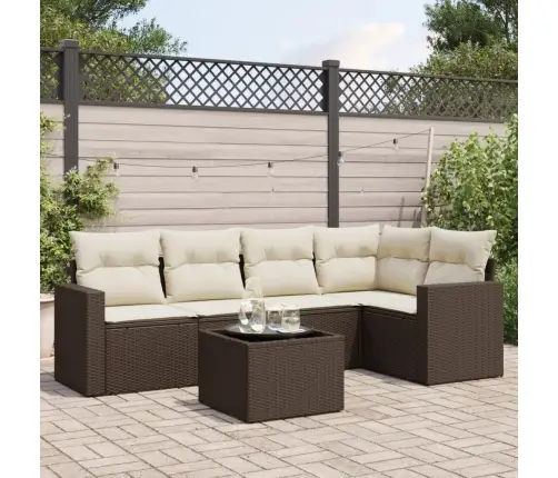 6-Osaline Aiamööblikomplekt Patjadega, Pruun, Polürotang