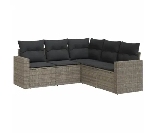 5-Daļīgs Dārza Dīvāna Komplekts Ar Matračiem, Pelēks Pe Pinums Vidaxl