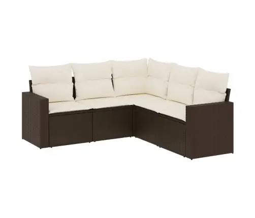 Sofos Komplektas Su Pagalvėlėmis, 5 Dalių, Rudas, Poliratanas