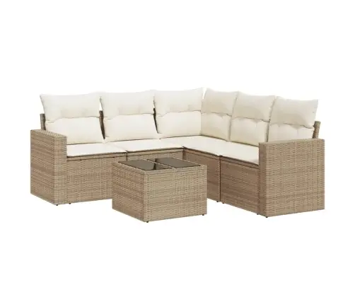 Sofos Komplektas Su Pagalvėlėmis, 6 Dalių, Smėlio, Poliratanas